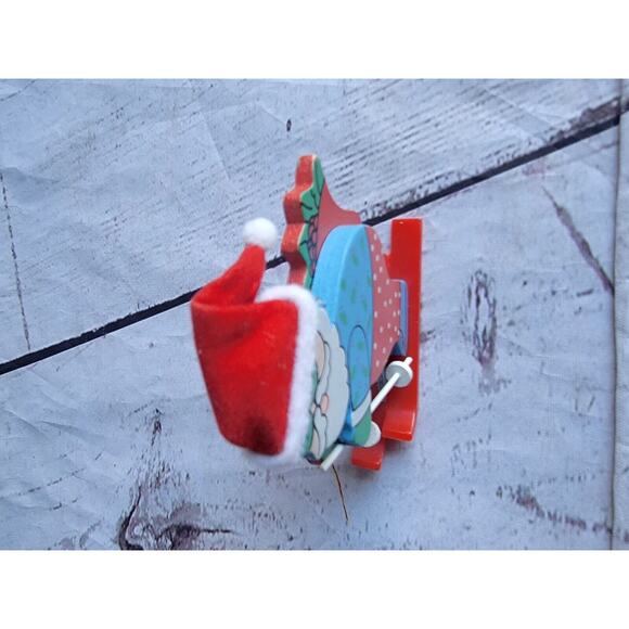 Skiing Santa Avon Christmas Ornament Flocked Santa Hat Plastic Skies - Picture 3 of 5